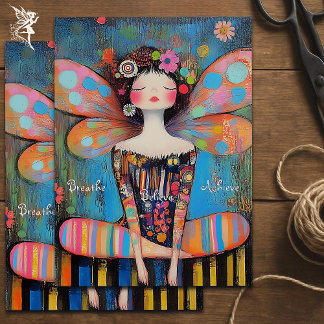 Whimsical Inspirational Fairy Doing Yoga Art Seidenpapier