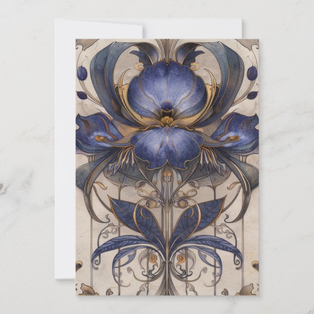 Whimsical Iris Type Blume Illustration Hello Flat Karte (Vorderseite)