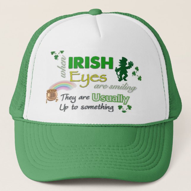 Whimsical Irish Eyes St Patrick's Truckerkappe (Vorderseite)