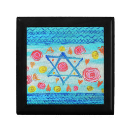 Whimsical israelische Flagge mit Blume & Herzen Erinnerungskiste