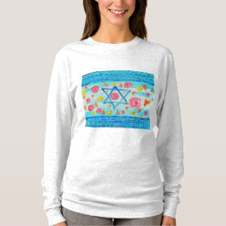 Whimsical israelische Flagge Shirt mit Blume & Her