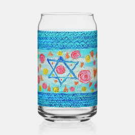 Whimsical israelisches Flaggenglas mit Blume & Her Dosenglas