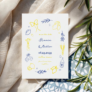 Whimsical italienischer handgezeichneter Zitronenr Save The Date