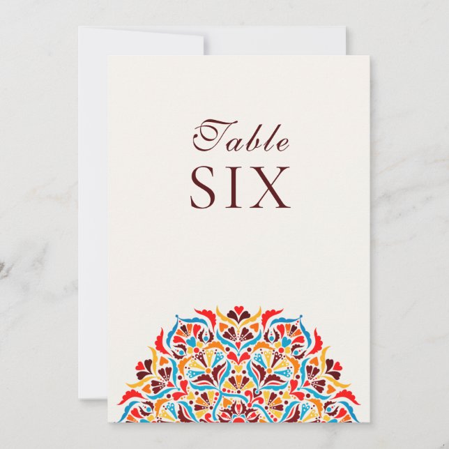 Whimsical Ivory Floral Border Wedding Table Number Einladung (Vorderseite)