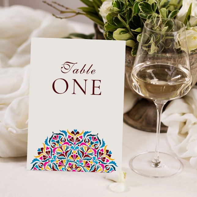 Whimsical Ivory Floral Border Wedding Table Number Einladung (Von Creator hochgeladen)