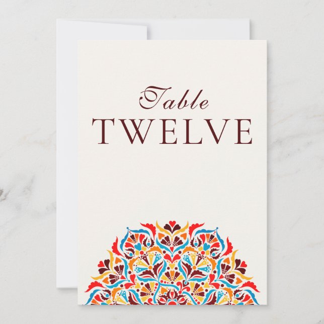 Whimsical Ivory Floral Border Wedding Table Number Einladung (Vorderseite)