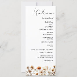 Whimsical Ivory Wildblume Wedding Program Card Einladung