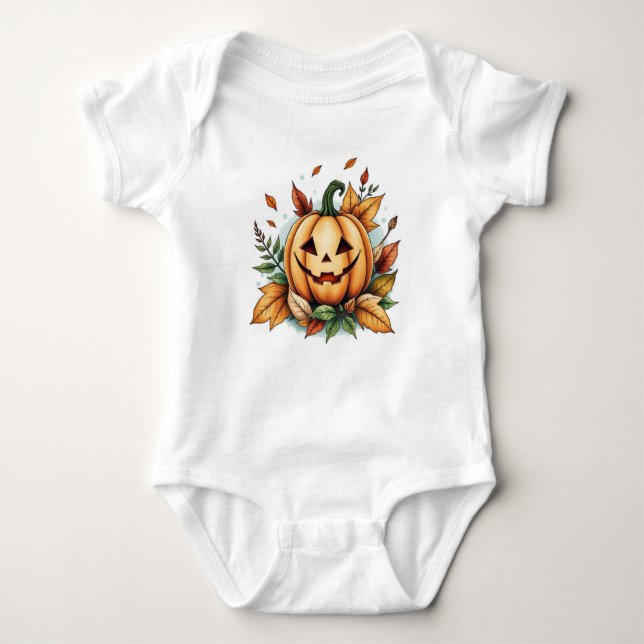 Whimsical Jack-O-Lantern, Halloween Pumpkin Baby Strampler (Vorderseite)