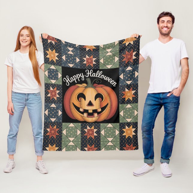 Whimsical Jack-O'-Lantern Quilt Blanket Gemütlich Fleecedecke (Beispiel)