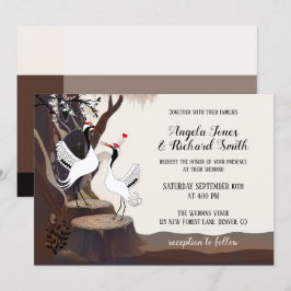 Whimsical Japanese Cranes Wedding Einladung