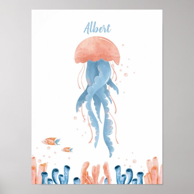 Whimsical Jellyfish Lullaby Anpassbar Poster (Vorne)