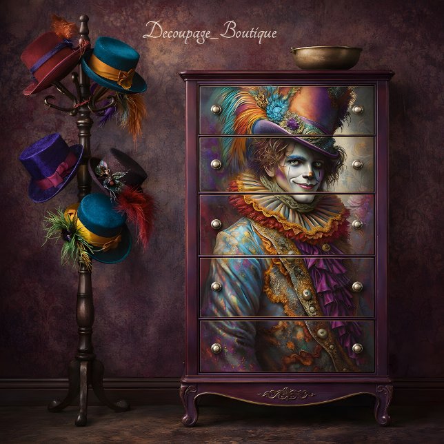 Whimsical Jester Decoupage Seidenpapier (Whimsical Jester Decoupage Tissue Paper)