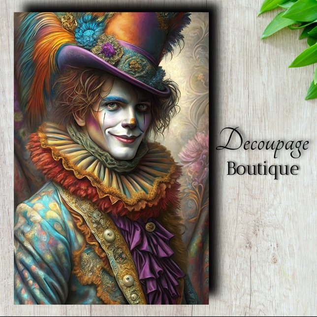 Whimsical Jester Decoupage Seidenpapier (Whimsical Jester Decoupage Tissue Paper)