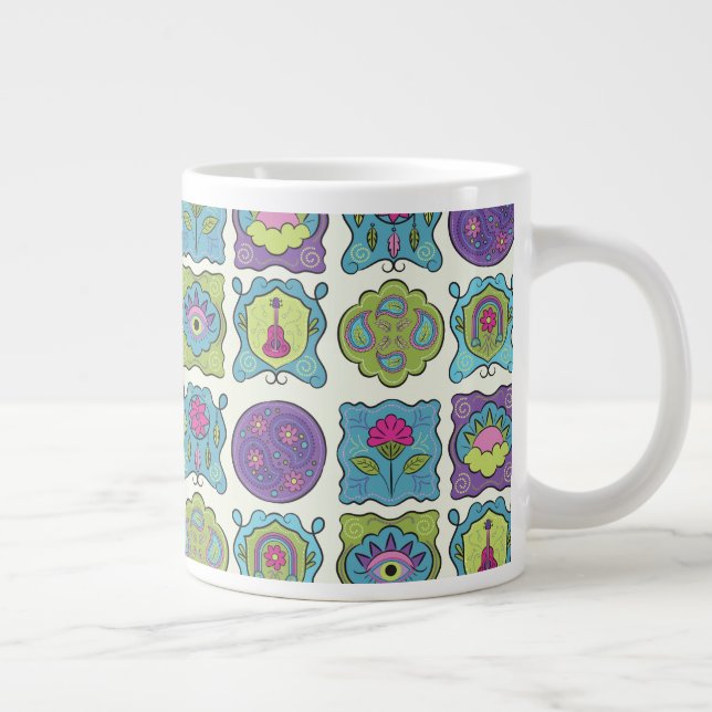 Whimsical Jewel Tones Handgezeichnete Boho Frames Jumbo-Tasse (Rechts)