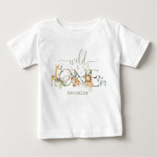 Whimsical Jungle Animals Wild 1 1. Geburtstag Baby T-shirt