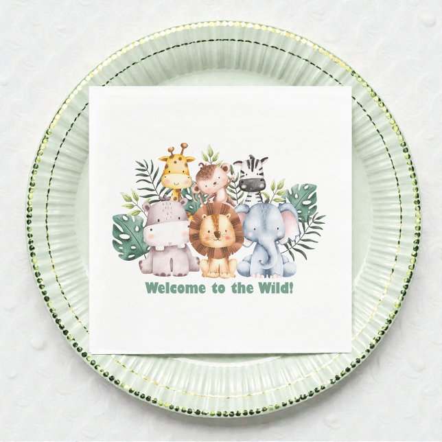 Whimsical Jungle Safari Animal Birthday Serviette (Von Creator hochgeladen)