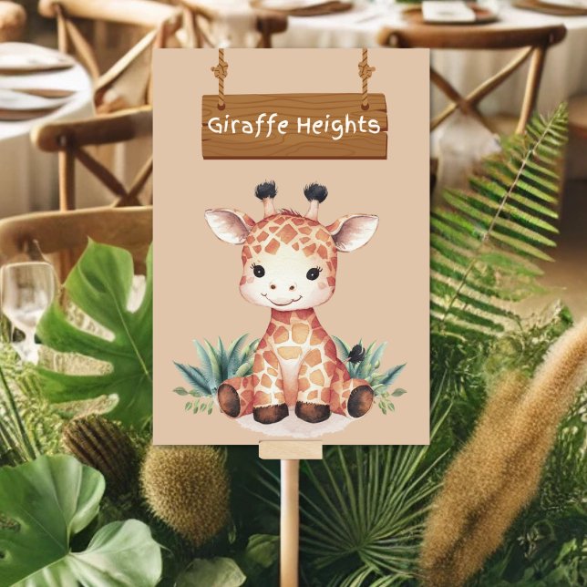 Whimsical Jungle Safari Giraffe Tafelschild Tischnummer (Von Creator hochgeladen)
