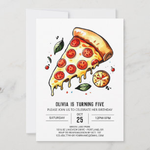 Whimsical Käse Pizza Geburtstag Einladung