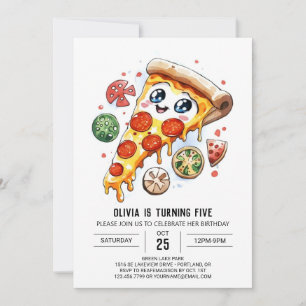 Whimsical Käse Pizza Geburtstag Einladung