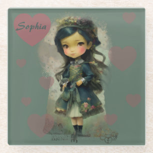 Whimsical Kawaii Fairy Tale Girl Glasuntersetzer