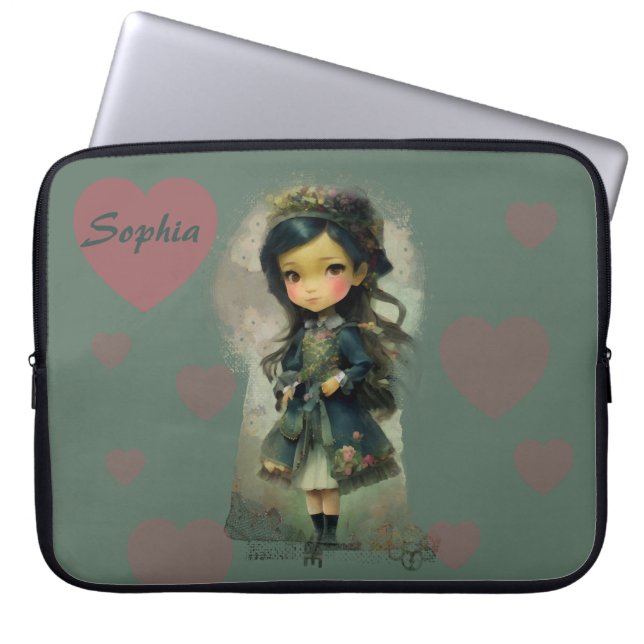 Whimsical Kawaii Fairy Tale Girl Laptopschutzhülle (Vorderseite)