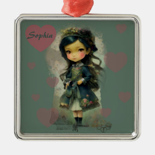 Whimsical Kawaii Fairy Tale Girl Ornament Aus Metall
