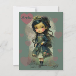 Whimsical Kawaii Fairy Tale Girl Postkarte