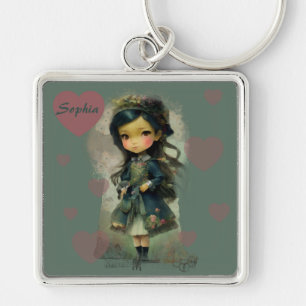 Whimsical Kawaii Fairy Tale Girl Schlüsselanhänger