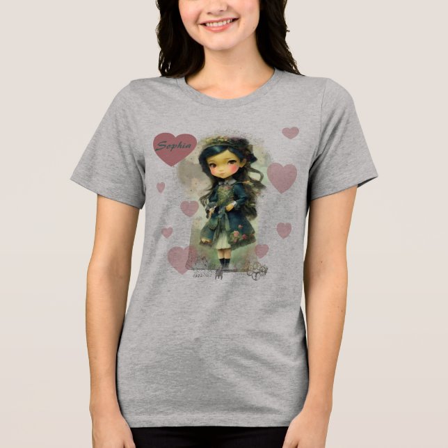 Whimsical Kawaii Fairy Tale Girl Tri-Blend Shirt (Vorderseite)
