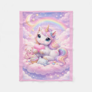 Whimsical Kawaii Pastell Einhorn & Freunde Auf Wol Fleecedecke