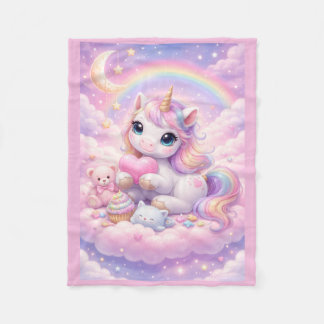 Whimsical Kawaii Pastell Einhorn & Freunde Auf Wol Fleecedecke
