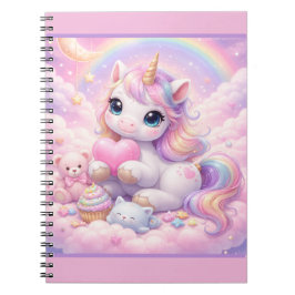 Whimsical Kawaii Unicorn & Friends Pastel Cloud Notizblock