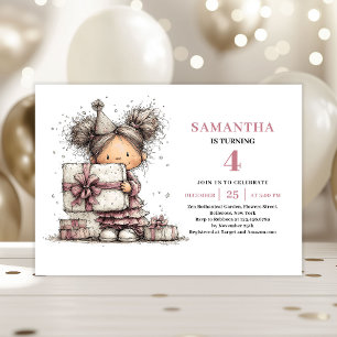 Whimsical Kids 10. Geburtstagseinladung Rosa Karte