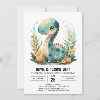 Whimsical Kids Custom Dinosaurier Geburtstag Einladung