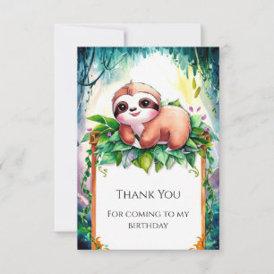 Whimsical Kids Sloth Birthday Dankeskarte