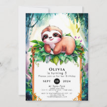 Whimsical Kids Sloth Birthday