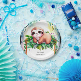 Whimsical Kids Sloth Birthday Pappteller