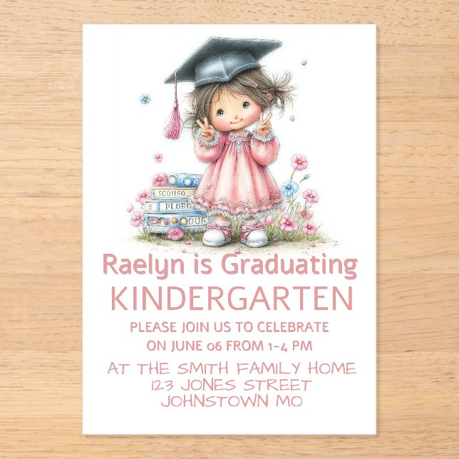 Whimsical Kindergarten Graduation Celebration  Acryleinladungen (Vorderseite)