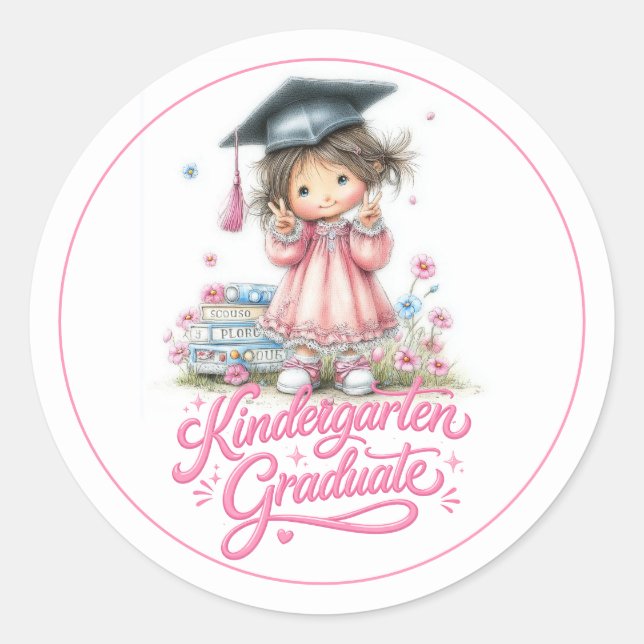 Whimsical Kindergarten Graduation Celebration  Runder Aufkleber (Vorderseite)