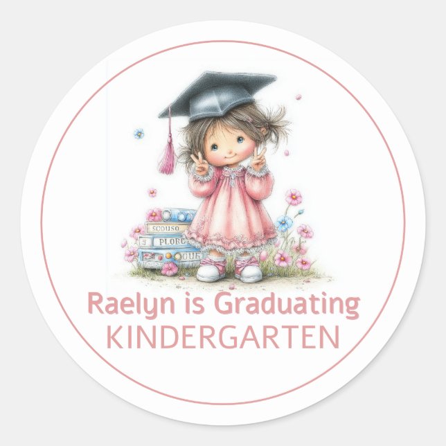 Whimsical Kindergarten Graduation Celebration  Runder Aufkleber (Vorderseite)