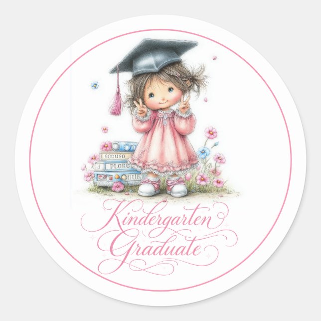 Whimsical Kindergarten Graduation Celebration  Runder Aufkleber (Vorderseite)