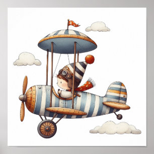 Whimsical Kinderzimmer Art Kind fliegen Altes Flug Poster