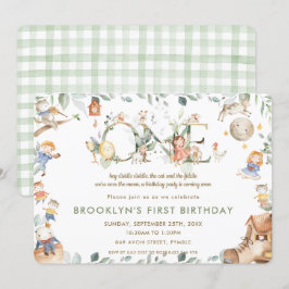 Whimsical Kinderzimmer Rhyme Greenery 1. Geburtsta Einladung