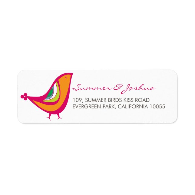 Whimsical Kissing Summer Love Birds Rücksendeadres (Vorne)