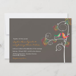 Whimsical Kissing Summer Love Birds Wedding RSVP Einladung