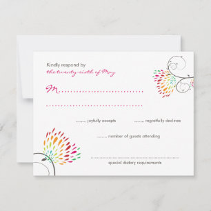 Whimsical Kissing Summer Love Birds Wedding RSVP Karte