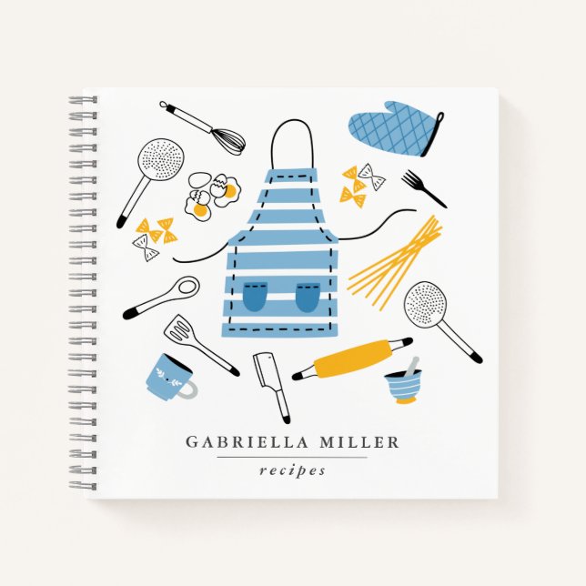 Whimsical Kitchen Tools Personalisiert Rezept Notizbuch (Vorderseite)