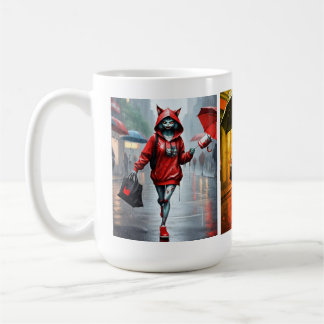 Whimsical Kitten Rain Run Classic Tasse