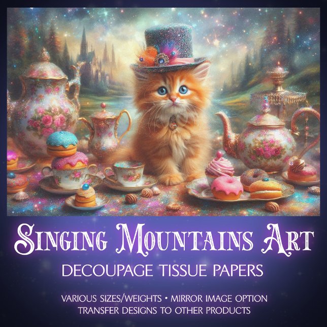 Whimsical Kitten Viktorianisch Tee Party Decoupage Seidenpapier (Von Creator hochgeladen)