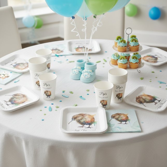 Whimsical Kiwi Bird Baby Shower | Sweet Pipi Pappteller (Von Creator hochgeladen)